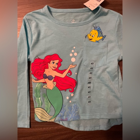 Disney Little Mermaid Long Sleeve Shirt - Light Blue size 4T-NWT - Picture 3 of 5